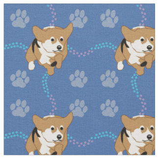 Tissu Chiens de dessin - Pembroke Welsh Corgi v3