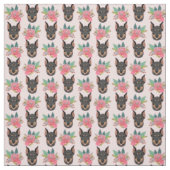 Tissu Chiens de Doberman floral rose (Échantillon)