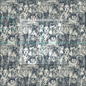 Tissu chiens de perle indigo en abondance (Carreau)