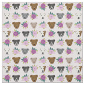 Tissu Chiens de Pitbull lavande florale (Échantillon)