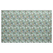 Tissu Chiens de Pitbull vintage floral turquoise (Fat Quarter)