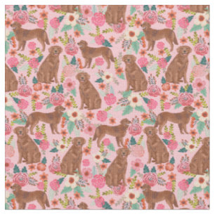 Tissu chiens de repérage doré vintage floral rose