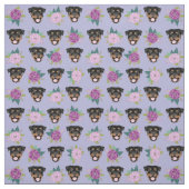 Tissu Chiens de Rottweiler flores pourpres (Échantillon)