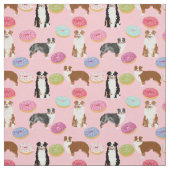 Tissu Chiens et beignets australiens roses (Échantillon)