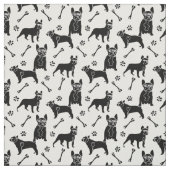 Tissu Chiens français noirs et blancs (Échantillon)