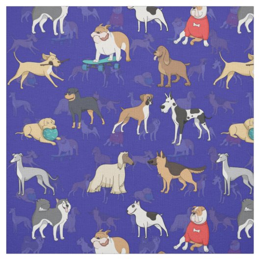 Tissu Chiens mignons Design Motif bleu (Échantillon)