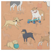 Tissu Chiens mignons Design Motif Orange (Fermer)
