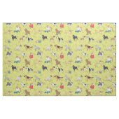 Tissu Chiens mignons Design Motif Vert Jaune (Fat Quarter)