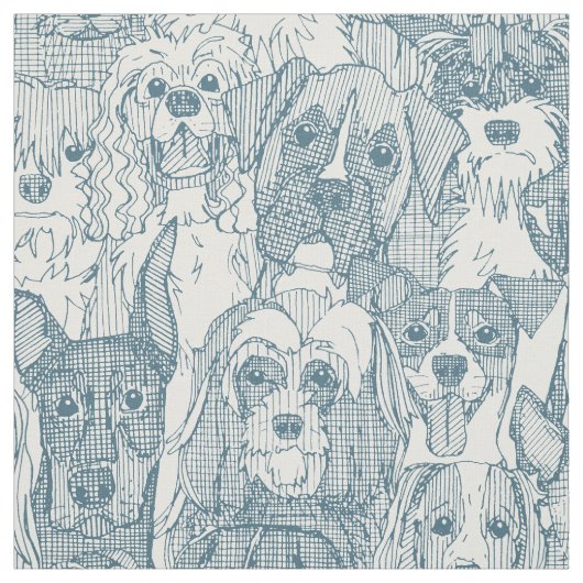 Tissu chiens nombreux bluestone (Échantillon)