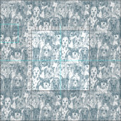 Tissu chiens nombreux bluestone (Carreau)