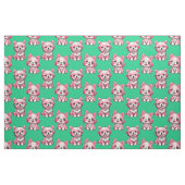 Tissu Chiens roses mignons - Vert  (Fat Quarter)