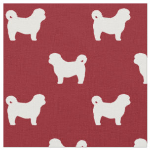 Tissu Chih Tzu Chien Silhouettes Rouge et Blanc Motif