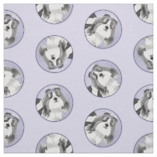 Tissu Chih Tzu Peinture Noir & Blanc Original Chien Art