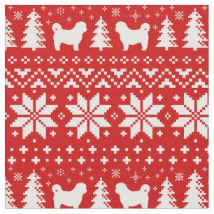 Tissu Chih Tzu Silhouettes Noël Fête Motif