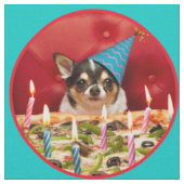 Tissu Chihuahua Anniversaire Pizza Pie (Fermer)