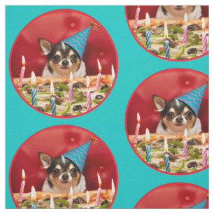 Tissu Chihuahua Anniversaire Pizza Pie