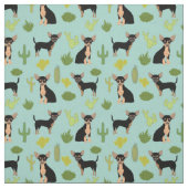 Tissu Chihuahua cactus chiens bleu clair (Échantillon)