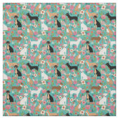 Tissu Chihuahua Chiflals vintages turquoise (Échantillon)