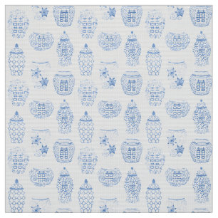 Tissu Chinoiserie Classique De Jar À Gingembre Bleu Et