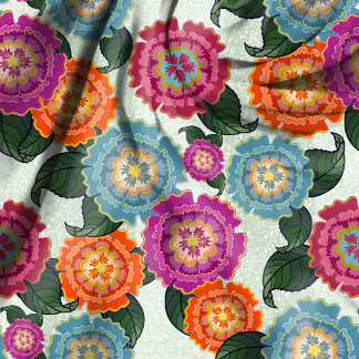 Tissu Chintz Meadow Grande Échelle Floral Art Sans Coutu
