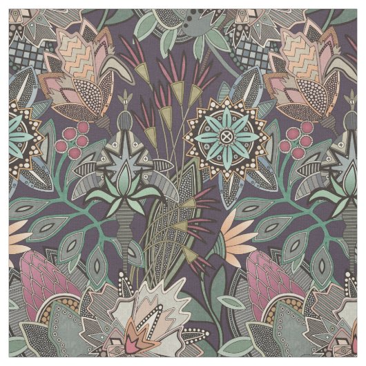 Tissu chintz steampunk raisin (Échantillon)