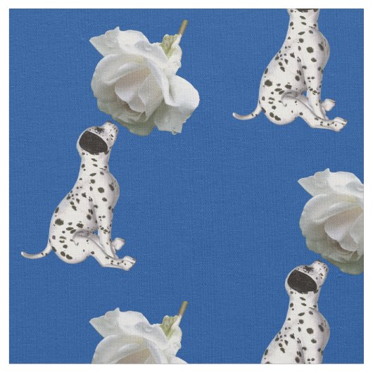 Tissu Chiot dalmate Et Rose Blanche (Fermer)