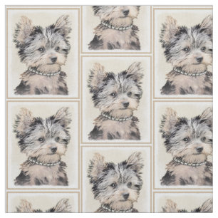 Tissu Chiot de Yorkshire Terrier peignant l'art original