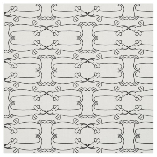 Tissu chiot motif noir et blanc (Échantillon)
