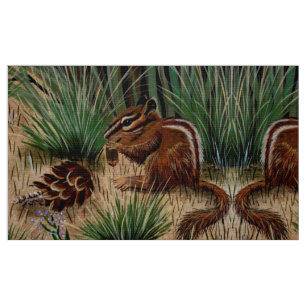 Tissu Chipmunk Pine Cone Fabric