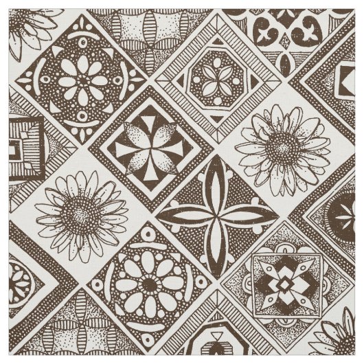 Tissu chocolat azulejos (Échantillon)