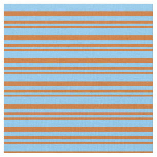 Tissu Chocolat & Ciel clair Lignes Bleues / Stripes Moti