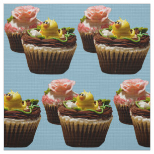 Tissu Chocolat Cupcakes Bird & Rose Poly Weave Fabric