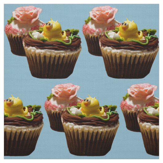 Tissu Chocolat Cupcakes Bird & Rose Poly Weave Fabric (Échantillon)