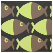 Tissu Chocolat Poisson Lime (Échantillon)