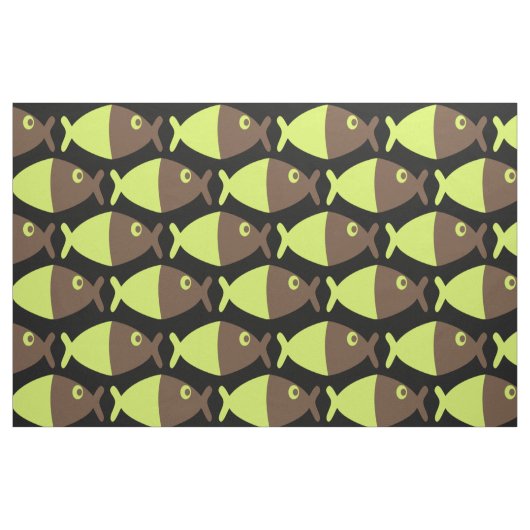 Tissu Chocolat Poisson Lime (Fat Quarter)