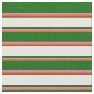 Tissu Chocolat, rose chaud, vert foncé, blanc et Brown