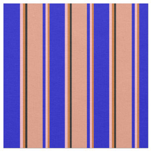 Tissu Chocolat, rose clair, bleu, Saumon foncé & noir