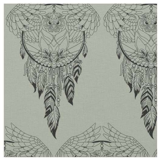 Tissu chouette avec attrapeur de rêve (Fermer)