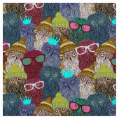 Tissu Chouette dans la couronne (Fermer)