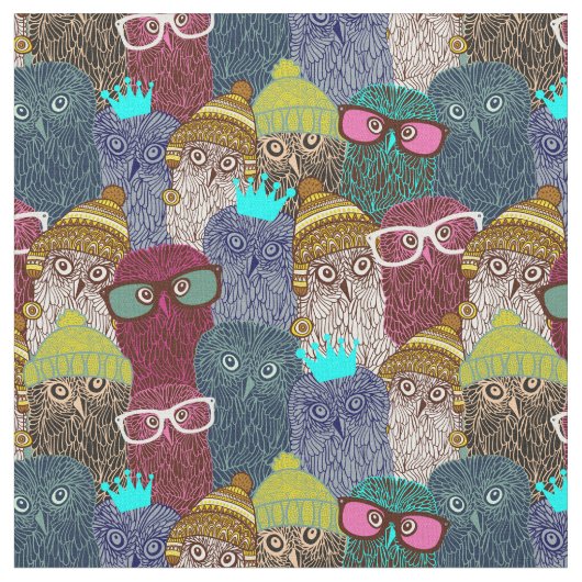 Tissu Chouette dans la couronne (Fermer)