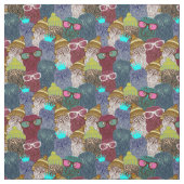 Tissu Chouette dans la couronne (Échantillon)