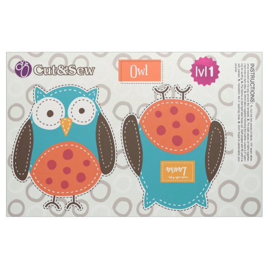 Tissu Chouette de couture et de couture - Projet do-it-y (Fat Quarter)