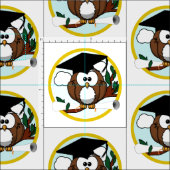 Tissu Chouette de diplôme avec Casquette et diplôme (Carreau)