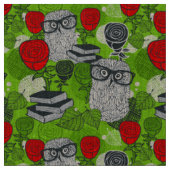 Tissu Chouette en roses rouges (Fermer)