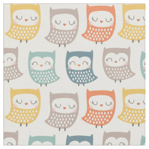 Tissu Chouette mignonne en automne muet couleurs sur crè