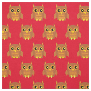 Tissu Chouette oiseau mignon enfant bébé nurserie rouge
