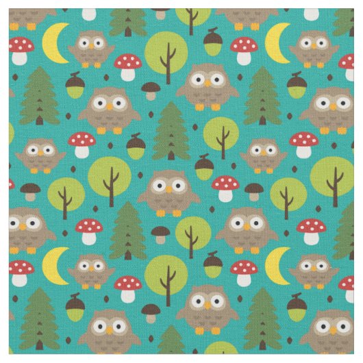 Tissu Chouettes Dans La Forêt (Fermer)
