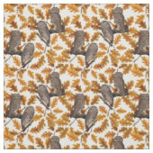 Tissu Chouettes d'automne sur coton blanc (Échantillon)