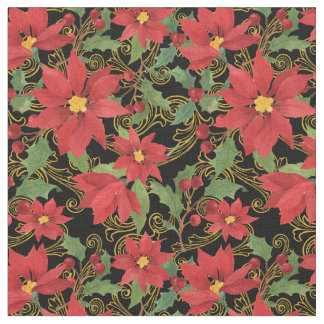 Tissu Christmas Floral Black
