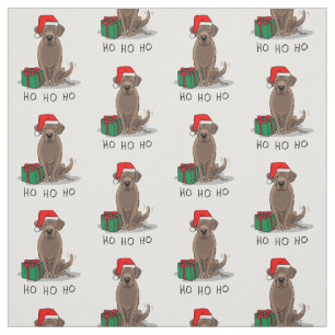 Tissu Christmas Père Noël Chocolat Labrador Retriever Dr
